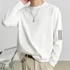 Camiseta de manga larga para hombre, capa interior de otoño para hombre, camiseta base elástica de corte holgado, camiseta estampada estilo coreano ins para hombre