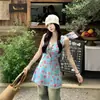 Vestido Chaleco de Encaje Francés con Cuello en V para Mujer, Diseño de Verano, Estilo de Resort Costero, Vestido Corto Ceñido a la Cintura