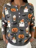 2026 Nuevo Suéter Falso Transfronterizo de Halloween con Estampado de Calabaza Top para Mujer con Botones Casual Amazon Otoño/Invierno