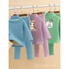 Conjunto de Ropa Interior Térmica para Niños con Forro Polar y Terciopelo Alemán Espesado Ropa de Casa Ropa de Otoño para Bebé y Pantalones Pijamas para Niños y Niñas