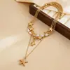 Collar de Múltiples Capas Estilo Vacaciones Oceánicas Transfronterizas Europeo y Americano Estrella de Mar y Tortuga, Cadena para Clavícula de Nicho de Lujo Ligero, Collar de Gama Alta para Mujeres