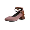 Zapatos de Mujer Transfronterizos Comercio Exterior Amazon Dropshipping Zapatos Mary Jane Punta Cuadrada Combinación de Colores Zapatos de Tacón Medio Talla Grande Zapatos de Mujer Comercio Exterior Transfronterizo