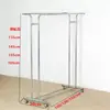 Tienda de ropa estante de exhibición de piso de acero inoxidable perchero de doble barra tendedero estante de exhibición tipo isla estante de exhibición de ropa para hombres y mujeres