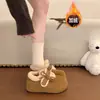 Botas de neve estilo Birkenstock com sola grossa para mulheres, 2026, tendência e estilosas, quentes de inverno, forradas com fleece, mocassins com velcro