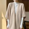 Novo Xale Grande de Lã Espinha de Peixe Vintage Outono e Inverno Cachecol Cape Outer Feminino Elegante Poncho de Cashmere Tricotado