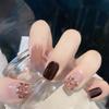 Manicure estilo Chanel outono e inverno simples Nige café com leite unhas postiças removíveis unhas postiças X83