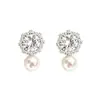 Aretes de Copo de Nieve Brillante Perla Circonita Estilo Francés 2026 Nuevo Estilo de Alta Gama Modernos y Elegantes para Mujer