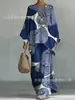 Nuevo conjunto de dos piezas para mujer: camiseta casual de moda con estampado transfronterizo, cuello redondo, manga larga + pantalones de campana