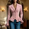 Jaqueta Casual Fashion Annuo Autodesenvolvida 2026 Roupas Femininas Europeias e Americanas Estação Independente da Amazon Blazer Ajustado na Cintura Manga Longa com Botões