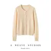 26 Nuevos Cardigans 100% Cachemira Pura de Punto Cuello Redondo Ropa Exterior para Mujer Otoño Invierno Patrón de Rombo Hueco Estilo Elegante Suéter