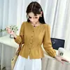Camisa de Manga Larga con Diseño de Cuello Redondo, Novedad Otoño 2026, Elegante, Cubre Abdomen, Adelgazante, Rejuvenecedora, Top Versátil para Usar como Exterior