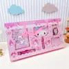 Set de papelería con espejo y peine Sanrio Caja de regalo portátil Cuaderno de dibujos animados Insignia Combinación de regalo Premio para niños Regalo