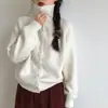 Cárdigan de punto de cuello alto estilo coreano para mujer, nueva temporada 2026, estilo perezoso vintage, sensación de alta gama, abrigo suéter engrosado