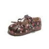 Zapatos de piel para niña, nueva colección otoño 2026, zapatos tipo princesa florales de punta fina, estilo coreano, modernos y versátiles para estudiantes, zapatos casuales de punta cuadrada