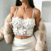 Top Camisola Floral Tridimensional Europeu e Americano Novo Estilo Transfronteiriço, Caimento Justo, Estilo Puro e Sexy, Corselete de Barbatanas