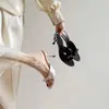 Sandalias de tacón alto estilo francés para mujer, nuevo modelo verano 2026, con detalle de lazo, color nude, elegantes y cómodas, sandalias de tacón fino