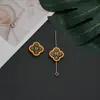 Pendente de Trevo da Sorte de Quatro Folhas Banhado a Ouro Conservador de Cor Estilo Chinês Materiais para Pulseira Colar Joias Acessórios DIY