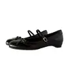 Elegantes sapatos Mary Jane femininos novos 2026, bico redondo, couro sintético versátil, estilo retrô francês, com laço, corte baixo, salto baixo