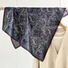 Pañuelo Cuadrado de Seda Estampado Flor de Anacardo Azul Xizang Retro de Alta Calidad Bufanda Chal Nuevo Estilo Primavera para Mujer