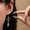 [Selección Premium] Pendientes de Perlas con Forma de Gota de Aceite de Jade Imitación Estilo Chino Nuevo Pendientes Retro con Borlas de Gota de Agua Accesorios Simples Hanfu para Mujeres