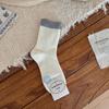 Meias de Algodão Australiano de Micro-Pressão Color Block Meia-Calça para Outono e Inverno Estilo Coreano Meias de Cor Contrastante Sem Costura para Mulheres Meias de Fio Torcido Simples Estilo Japonês com Felpa para Mulheres