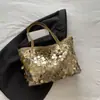 Bolso de Lentejuelas de Moda para Mujer 2025 Nuevo Nicho de Tendencia Bolso de Hombro Tipo Cubo Versátil para Viajes Diarios Bolso Tote de Gran Capacidad