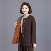 Nuevo Abrigo de Lana Doble Cara Otoño/Invierno 2026 para Mujeres de Mediana Edad y Mayores, Ropa Exterior de Cachemira, Suéter de Lana para Mamá