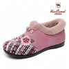 Botas de mujer estilo western de lana de camello, botas de algodón afelpadas y engrosadas, botas de nieve de estilo étnico talla grande, botines cálidos y cómodos para mujer