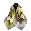 Pañuelo Cuadrado de Seda 110 Estilo Étnico Estampado Geométrico Retro, Pañuelo de Seda de Morera Transpirable, Regalo para Mamá, Elegante Pañuelo de Seda