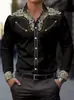 Estación Independiente Más Vendida Camisa de Manga Larga Retro de Lujo Ligero para Hombre Moda Transfronteriza Europea Americana Impresión Digital 3D Fábrica de Origen