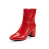 Botas Curtas de Salto Alto para Mulheres 2026 Outono Novo Estilo Zíper Lateral Tamanho Grande Botas Salto Grosso Comércio Exterior Sapatos Femininos Transfronteiriço