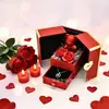 El Oso de Flores de Jabón Doble Puerta Más Vendido de Amazon Caja de Joyería Decoración de Aretes Collar Regalo para el Día de San Valentín