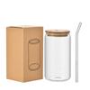 Taza de Coca-Cola de Borosilicato de 16 oz Transfronteriza de Amazon Vaso de Vidrio Resistente a Altas Temperaturas Bebida Fría Jugo Taza de Té con Leche Tapa de Bambú