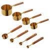 Taza medidora de madera de durazno dorado cuchara medidora juego de 8 piezas cuchara medidora de acero inoxidable 15ml30ml cuchara de café cuchara medidora para hornear cuchara medidora