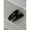 Versão em couro - novos mocassins femininos de bico redondo, plissados, de bico baixo e salto baixo, estilo britânico, versáteis para o uso diário