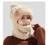 Chapéu feminino personalizável transfronteiriço, gorro de tricô quente de inverno, protetor de pescoço e máscara três em um, unissex, para uso ao ar livre