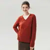 Suéter de Punto Baicai Velvet Sheep 2026 Otoño/Invierno Nuevo, Cuello en V, Corte Holgado, Adelgazante, Disimula, Manga Larga Hueca, Versátil y Elegante
