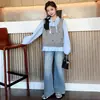 Conjunto de Roupa para Meninas Primavera e Outono 2026 Nova Moda Tendência Conjunto de Colete e Camisa para Crianças Maiores