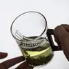 Nova Xícara de Chá Crescent com Cabo de Madeira e Vidro Grande Capacidade com Filtro Crescent Separação de Água e Chá Xícara para Chá Verde Infusor de Chá