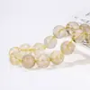 Cuentas sueltas de cuarzo rutilado dorado natural 7A, materiales de artesanía hechos a mano para pulseras, collares y accesorios de joyería redondos con agujero recto para DIY