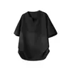 Nueva camiseta de manga corta para hombre de verano, color liso tipo lino, cuello en V, top casual ligero de manga corta holgado para hombre