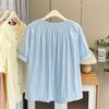 200kg irmã gorda plus size feminino verão nova casual solto bolha manga camisa camisa Joker 4155