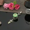 Puxador de Gaveta de Armário de Roupa de Cerâmica Bronze Estilo Moderno Minimalista Chinês Puxador Branco em Forma de Tira de Furo Único