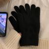 Guantes Largos de Dopamina para Mujer Otoño e Invierno Gruesos Cálidos Resistentes al Frío Color Sólido Lana Mezclada Tejidos Ciclismo Conjunto de Cinco Dedos