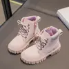 Botas Martin Infantis 2024 Outono Solado Macio Estilo Britânico Modernas Esportivas Confortáveis Casuais Tendência para Crianças Maiores, Acolchoadas