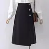 Falda Nueva Estilo Primavera y Verano Diseño con Sentido para Mujer Falda Línea A de Oficina Adelgazante Cintura Alta Longitud Media Cubre Rodilla Falda Exterior Mujer