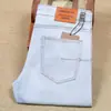 Moda Primavera e Verão Fino Absorvente de Suor Respirável Cor Clara Poliéster Stretch Reto Cintura Média Jeans Masculino