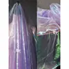 Tecido para Vestido Criativo Liso de Organza Laser Violeta com Rede Iridescente para Casamento Tecido Transparente de Designer