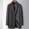 Abrigo de lana hecho a mano para hombre, cuello de solapa para otoño e invierno, forro desmontable de plumón de pato blanco, abrigo cálido de negocios para hombres de mediana edad y jóvenes