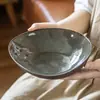 Tigela de Formato Especial Estilo Retrô Japonês Tigela de Cerâmica Atacado Louças Domésticas Tigela para Legumes Tigela para Salada de Frutas Tigela Irregular Criativa